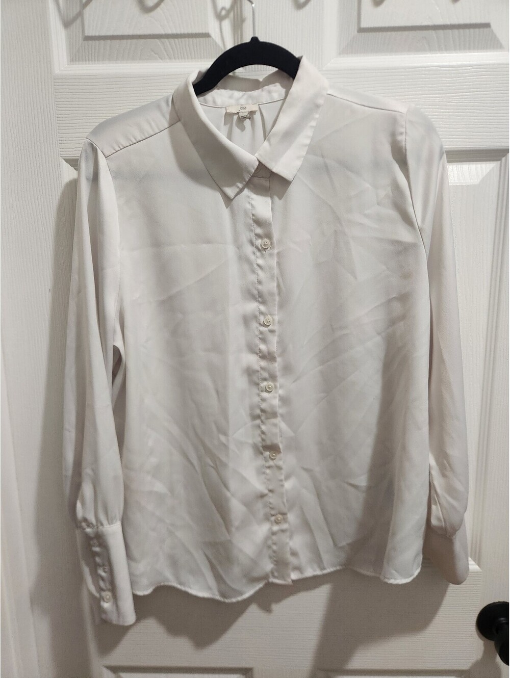 Joie White Long Sleeve Button-Up Blouse Large
